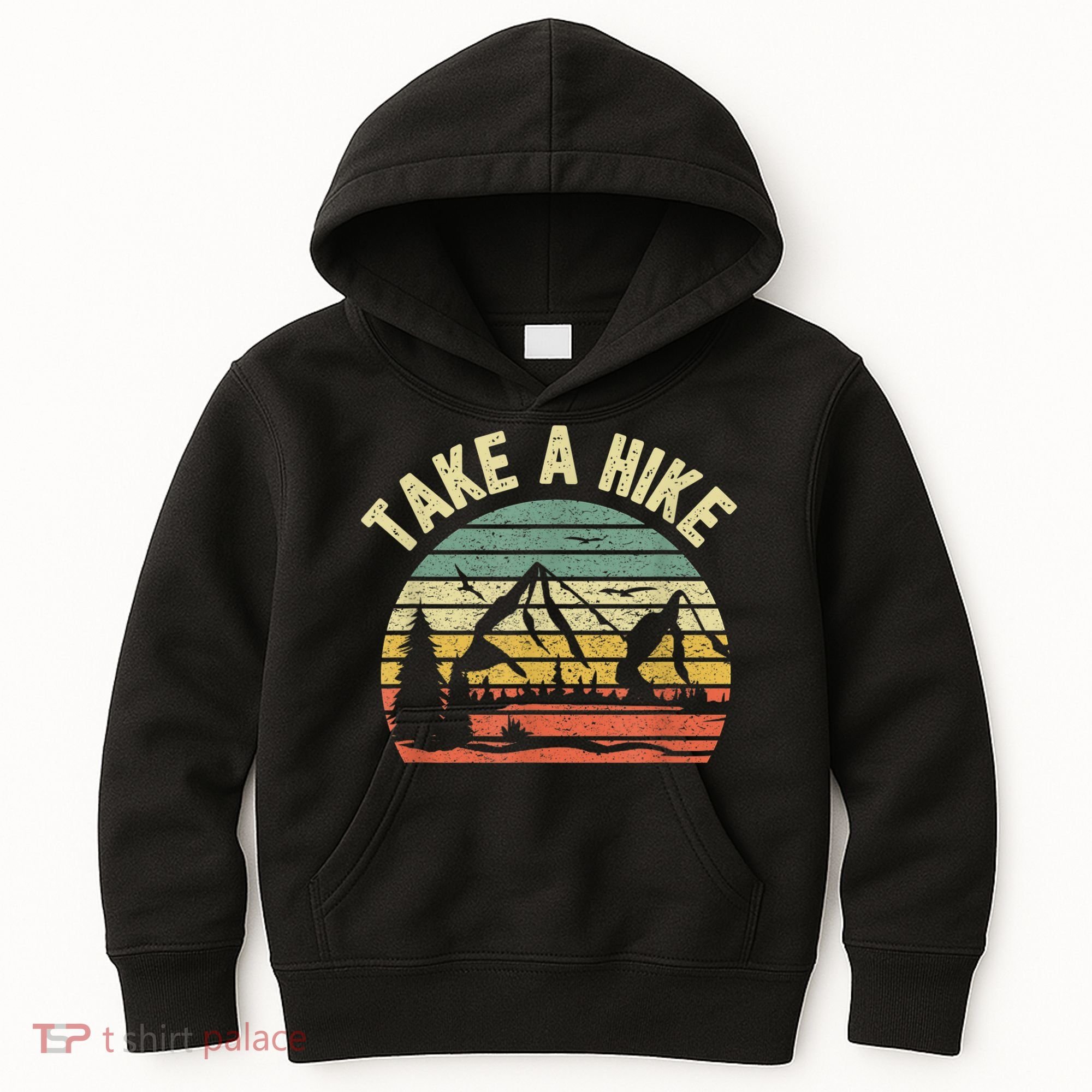 Take A Hike Retro Hiker Outdoors Camping Nature Hiking Kids Hoodie