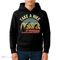Take A Hike Retro Hiker Outdoors Camping Nature Hiking Kids Hoodie thumb 4