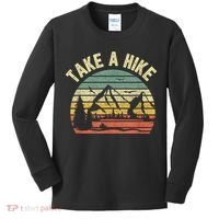 Take A Hike Retro Hiker Outdoors Camping Nature Hiking Kids Long Sleeve Shirt thumb 0