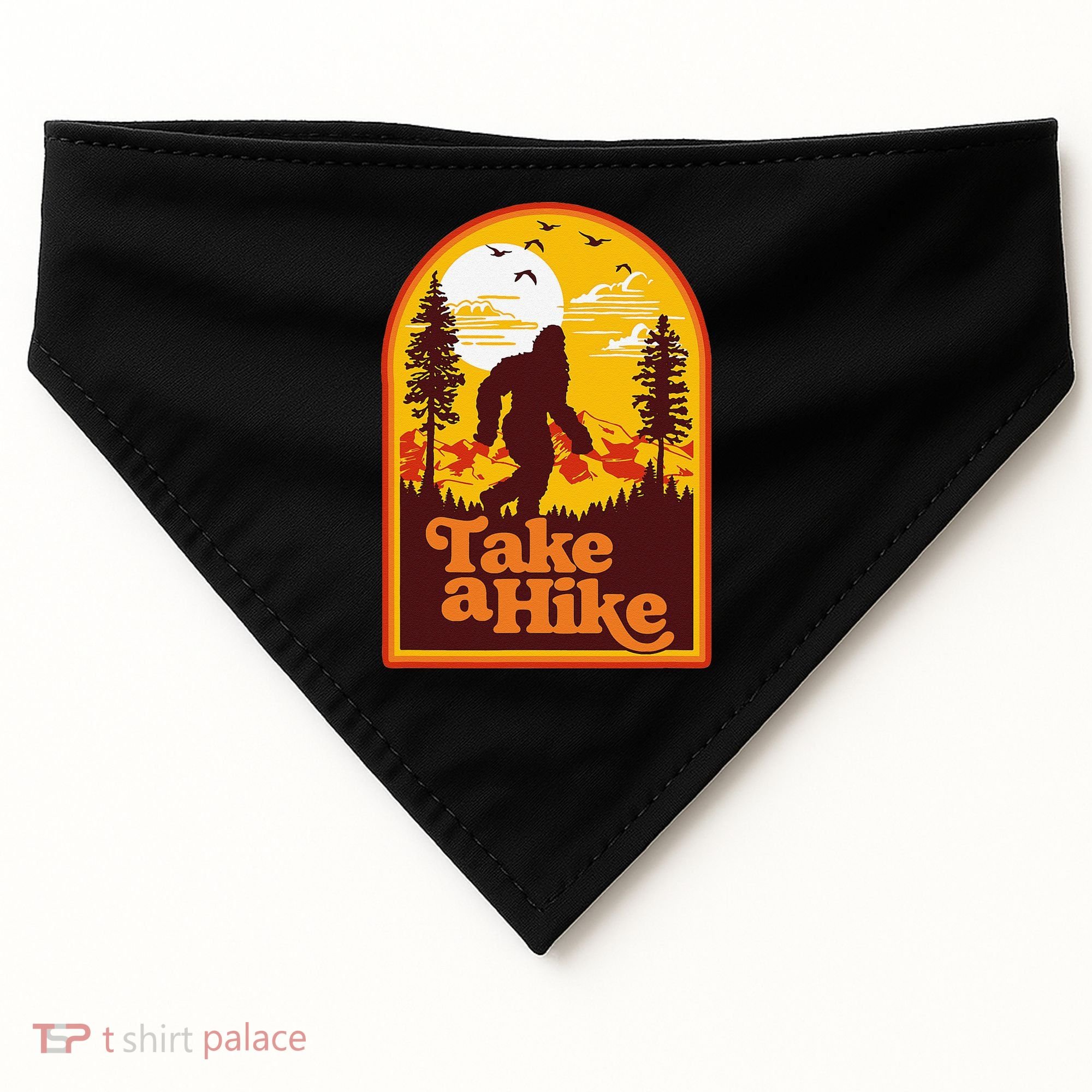 Take A Hike Bigfoot Earth Day Retro Sasquatch Hiking Camping USA-Made Doggie Bandana