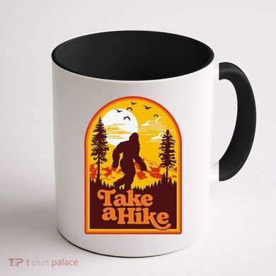 Take A Hike Bigfoot Earth Day Retro Sasquatch Hiking Camping Coffee Mug back