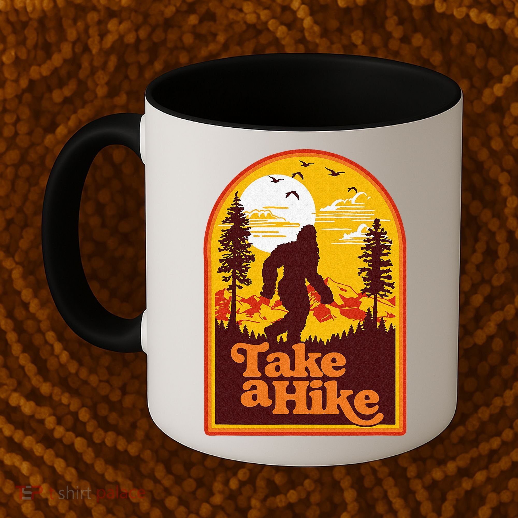 Take A Hike Bigfoot Earth Day Retro Sasquatch Hiking Camping Coffee Mug
