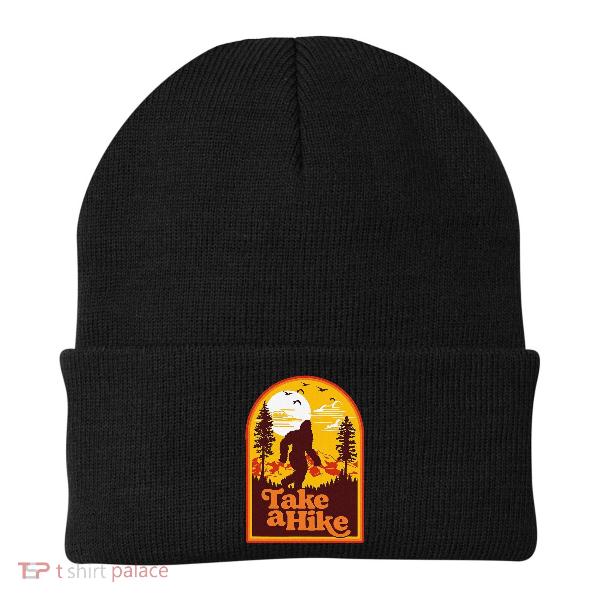 Take A Hike Bigfoot Earth Day Retro Sasquatch Hiking Camping Beanie