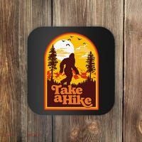Take A Hike Bigfoot Earth Day Retro Sasquatch Hiking Camping Coaster thumb 0