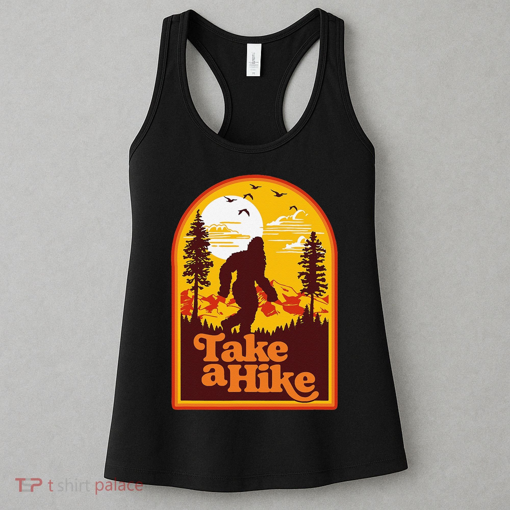 Take A Hike Bigfoot Earth Day Retro Sasquatch Hiking Camping Women's Tank Top