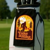 Take A Hike Bigfoot Earth Day Retro Sasquatch Hiking Camping Golf Towel thumb 2