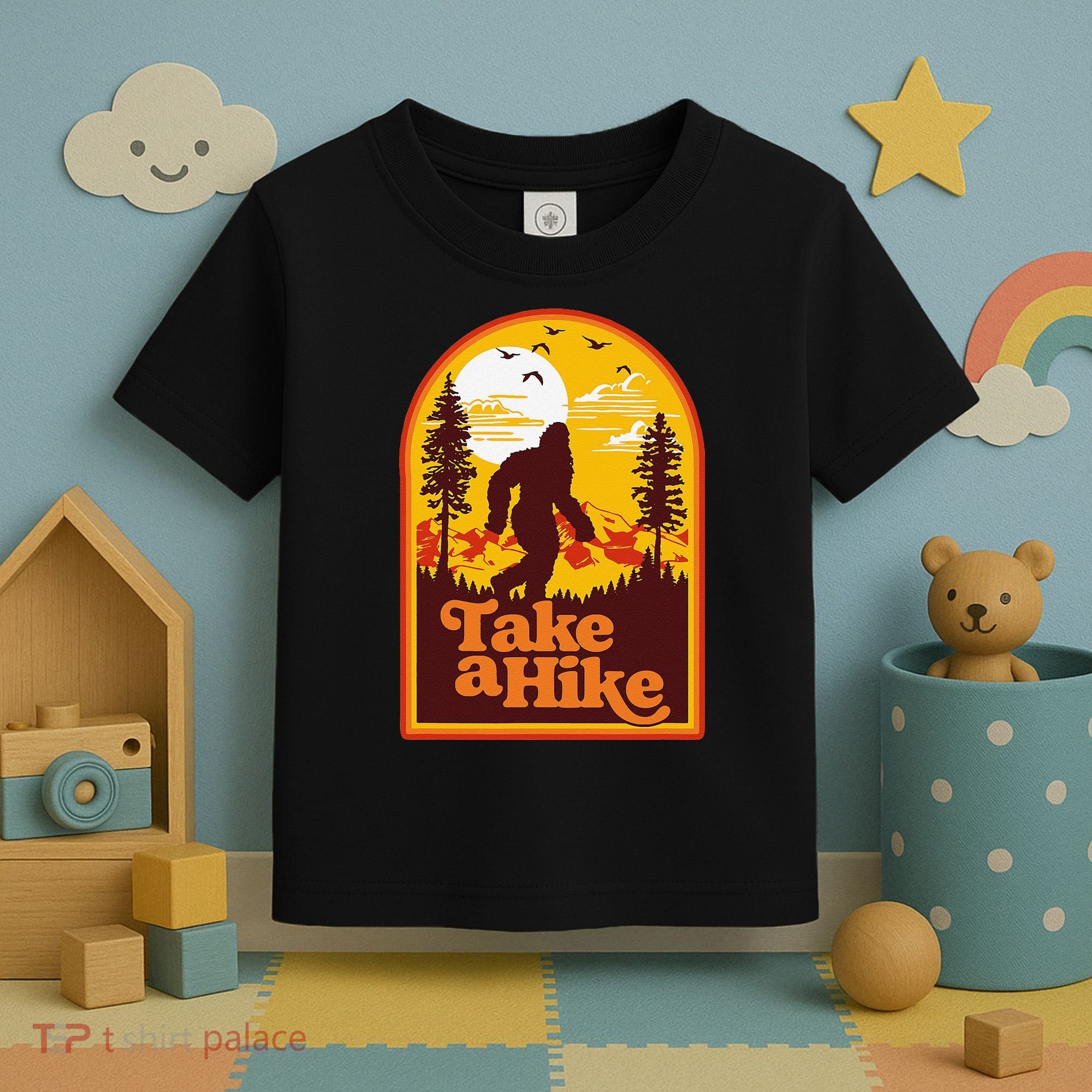 Take A Hike Bigfoot Earth Day Retro Sasquatch Hiking Camping Toddler T-Shirt