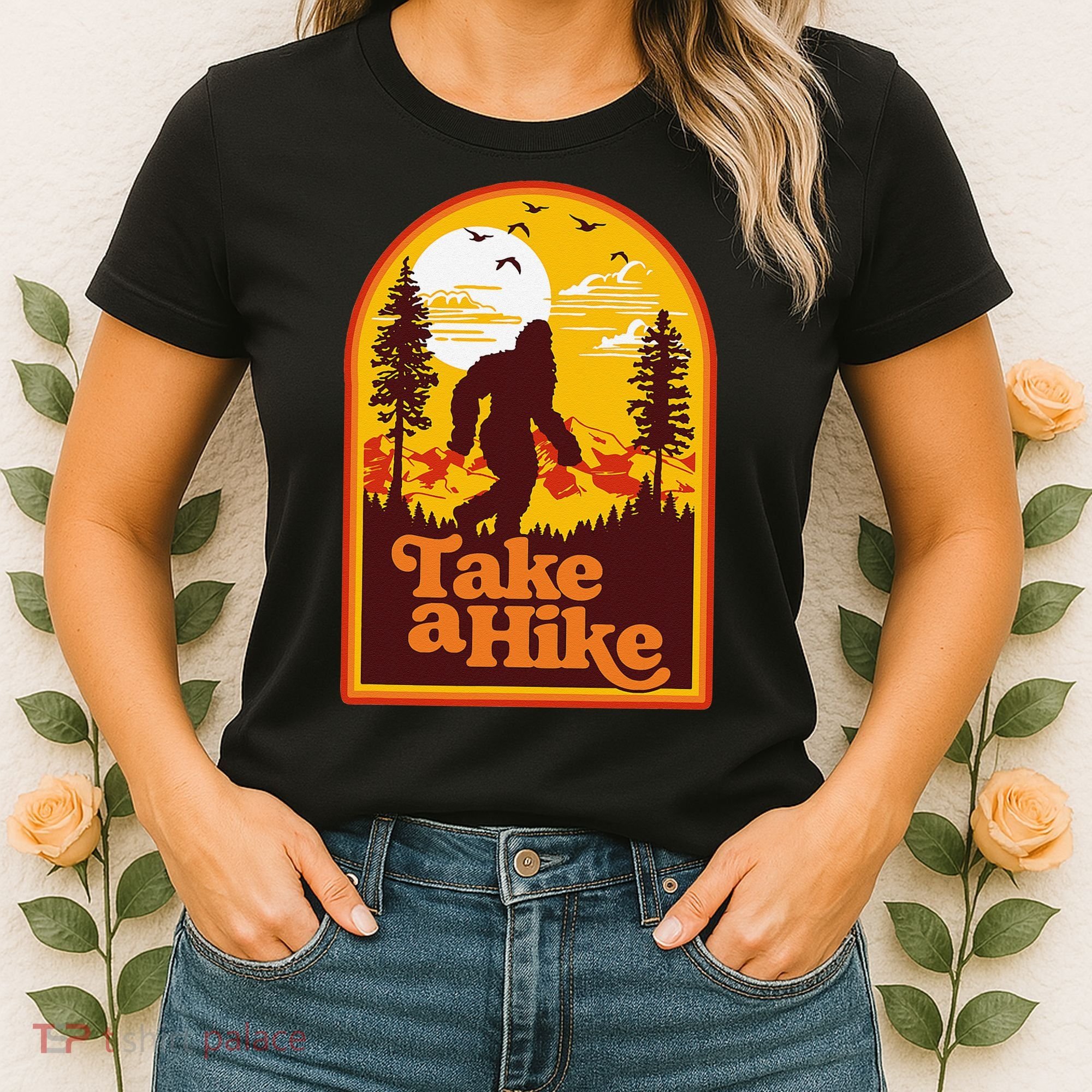 Take A Hike Bigfoot Earth Day Retro Sasquatch Hiking Camping Women's T-Shirt
