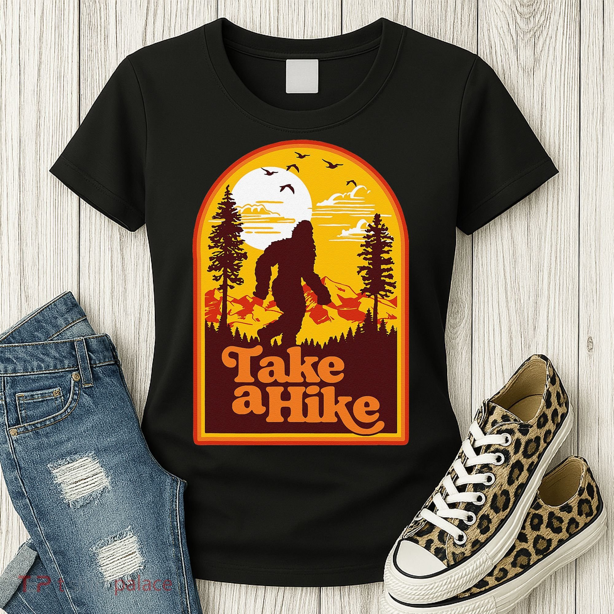 Take A Hike Bigfoot Earth Day Retro Sasquatch Hiking Camping Women's T-Shirt