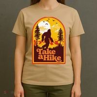 Take A Hike Bigfoot Earth Day Retro Sasquatch Hiking Camping T-Shirt thumb 4