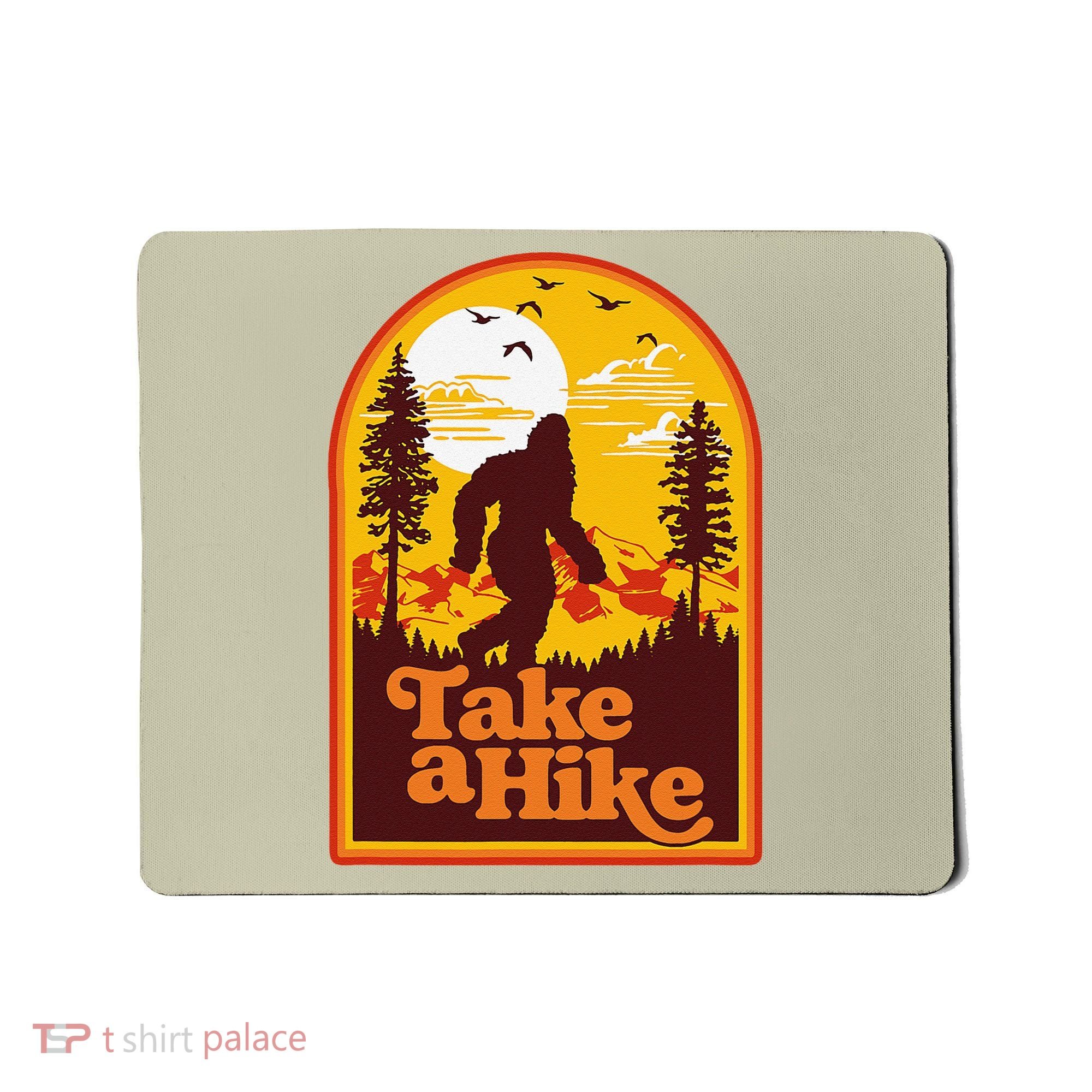 Take A Hike Bigfoot Earth Day Retro Sasquatch Hiking Camping Mousepad