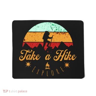 Take A Hike, Mountains, Outdoors, Nature, Vintage Mousepad