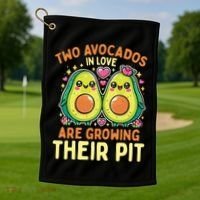 Two Avocados In Love Are Growing Avocado Pregnancy Gift Golf Towel thumb 1