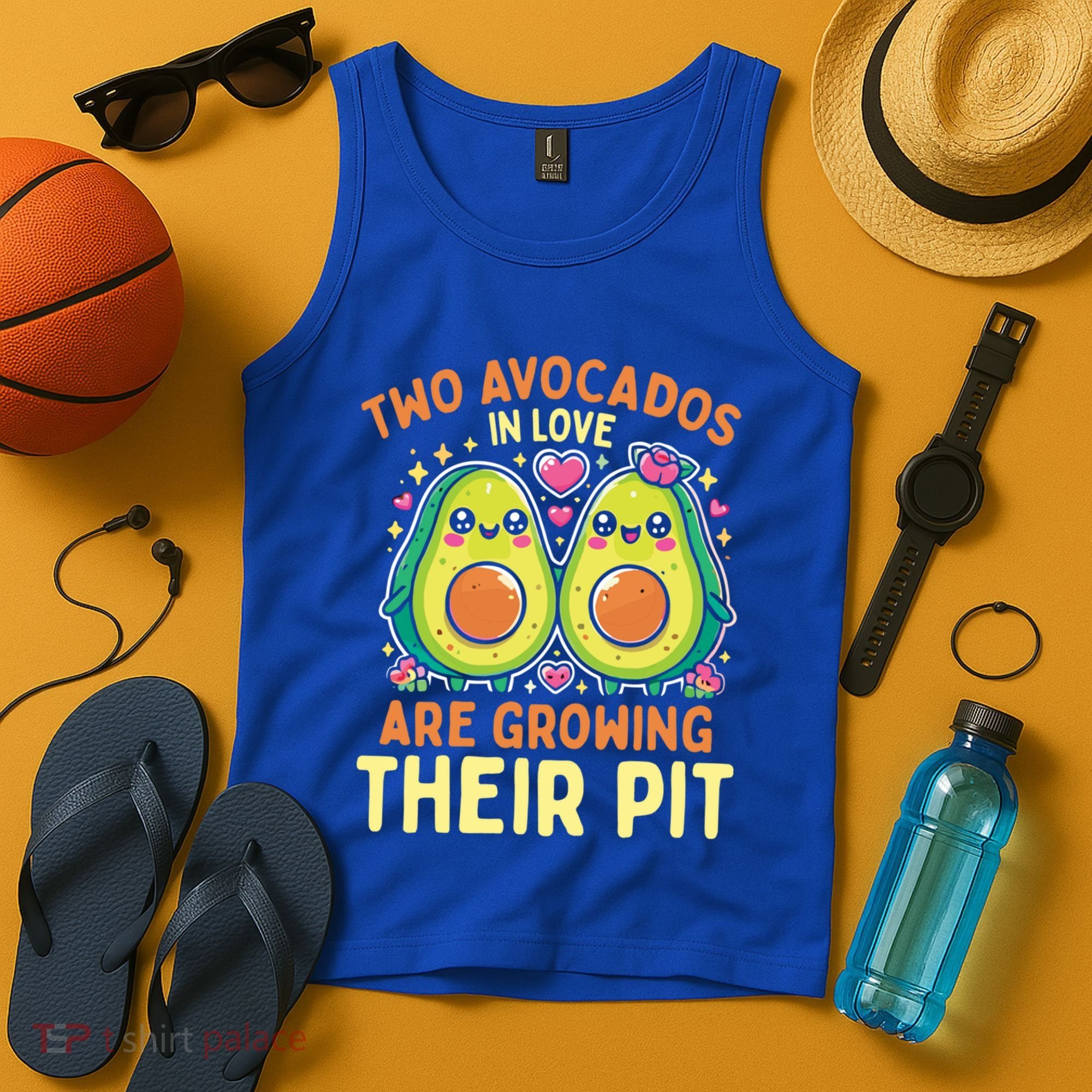 Two Avocados In Love Are Growing Avocado Pregnancy Gift Tank Top