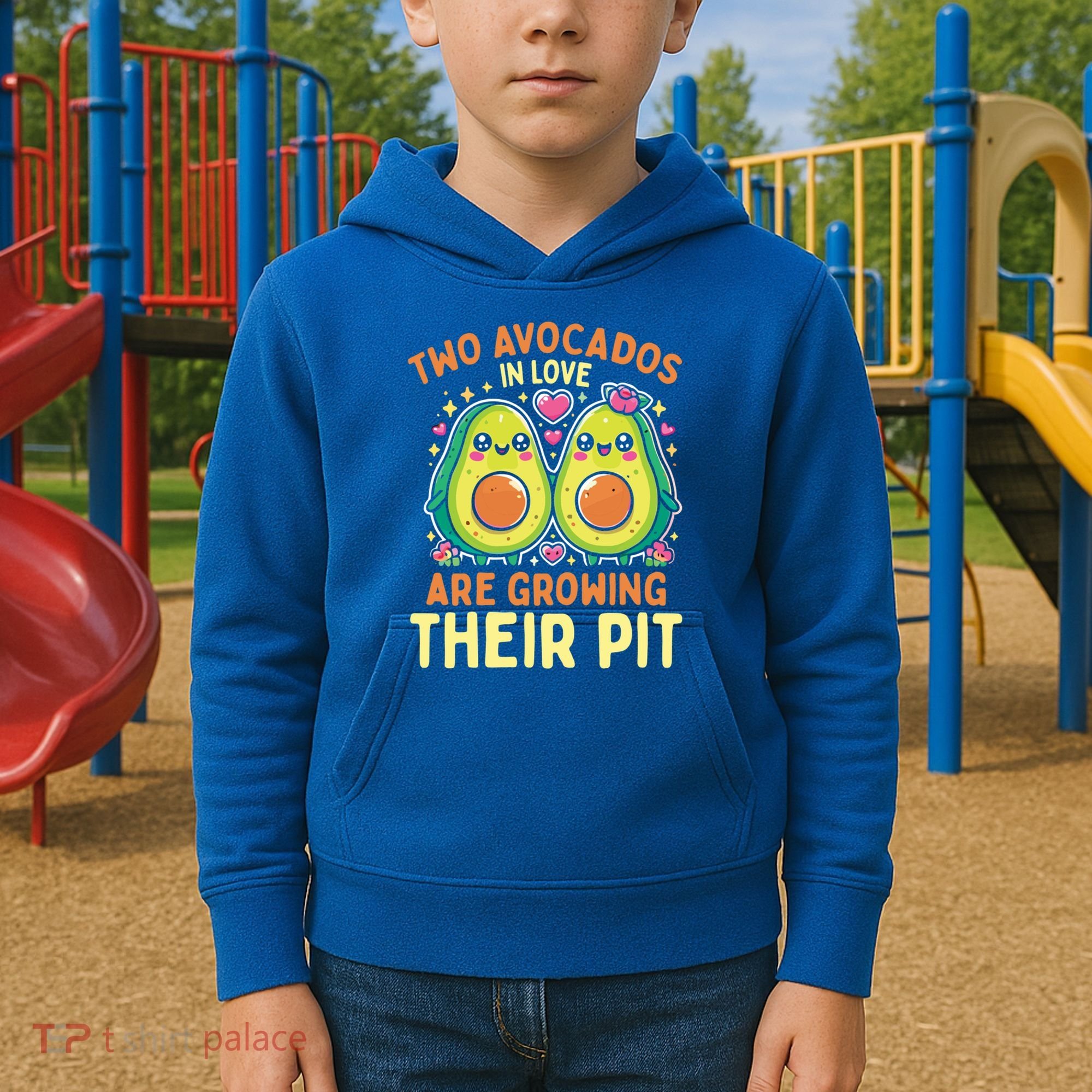 Two Avocados In Love Are Growing Avocado Pregnancy Gift Kids Hoodie