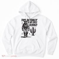 This Actually Is My First Rodeo Funny Bigfoot Cowboy Western Hoodie thumb 0