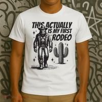 This Actually Is My First Rodeo Funny Bigfoot Cowboy Western T-Shirt thumb 3