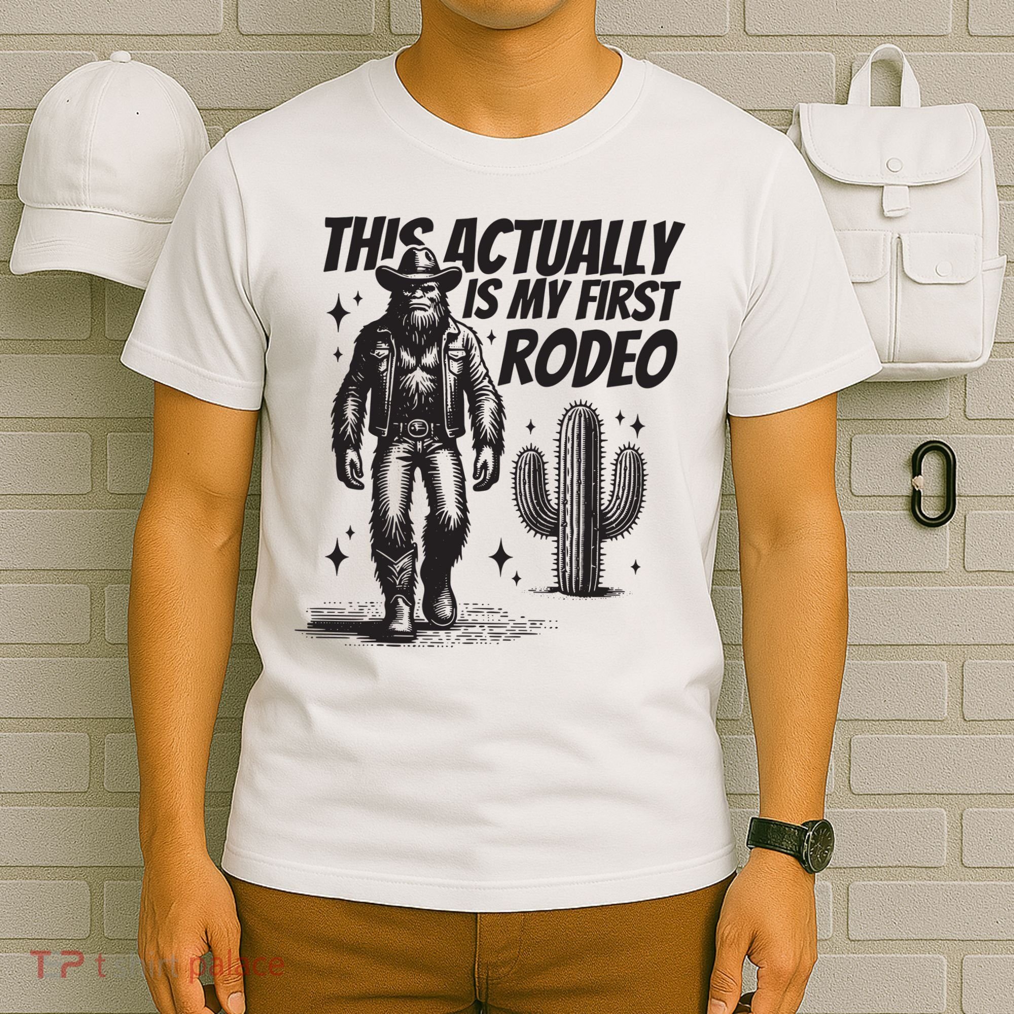 This Actually Is My First Rodeo Funny Bigfoot Cowboy Western T-Shirt