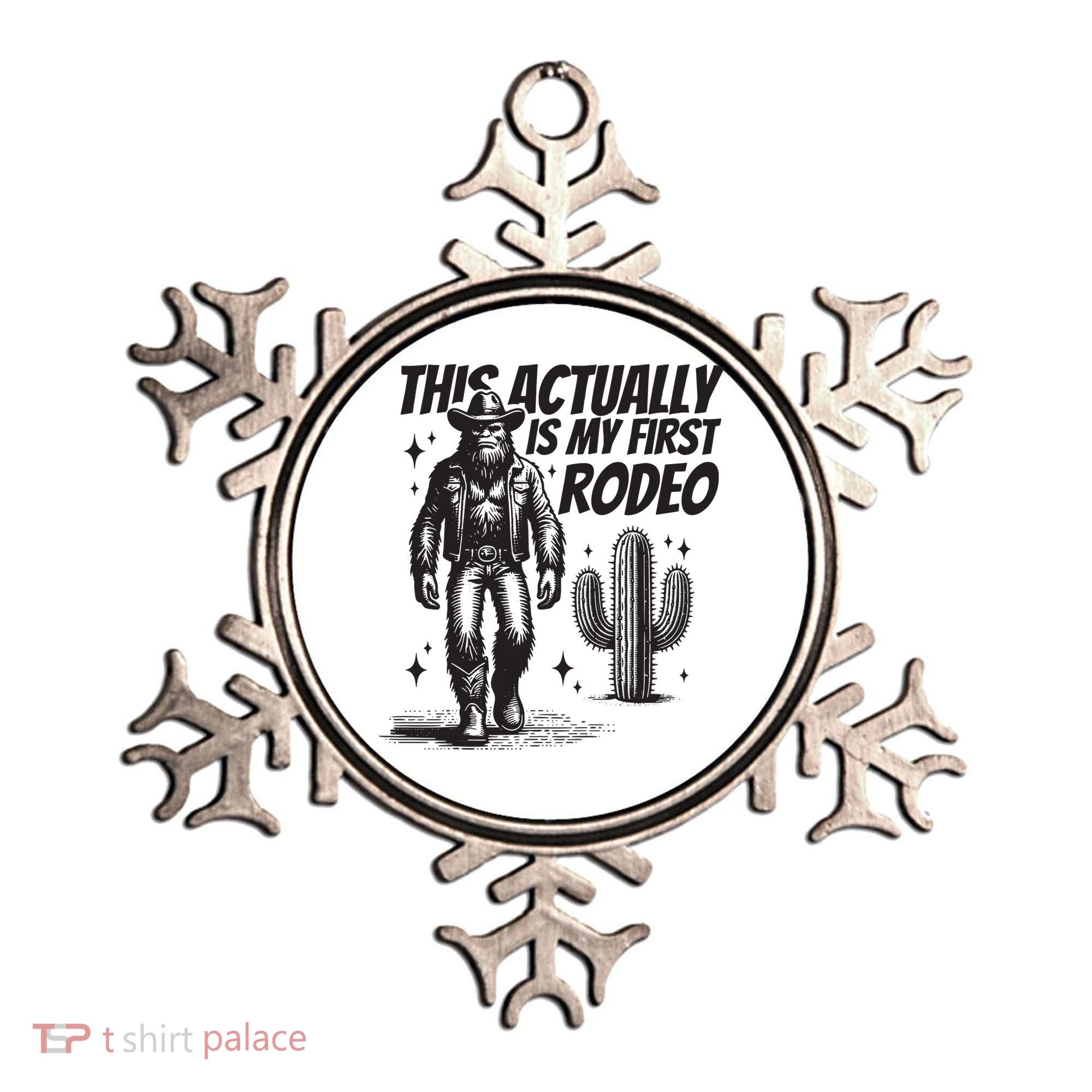 This Actually Is My First Rodeo Funny Bigfoot Cowboy Western Ornament