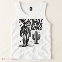 This Actually Is My First Rodeo Funny Bigfoot Cowboy Western Tank Top thumb 2