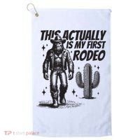 This Actually Is My First Rodeo Funny Bigfoot Cowboy Western Golf Towel thumb 0