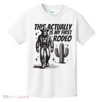 This Actually Is My First Rodeo Funny Bigfoot Cowboy Western Kids T-Shirt thumb 0