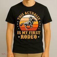 That Actually Is My First Rodeo Vintage Retro Country Life Cowboy T-Shirt thumb 3