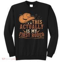 This Actually Is My First Rodeo Cowgirl Bronco Bucking Sweatshirt thumb 0