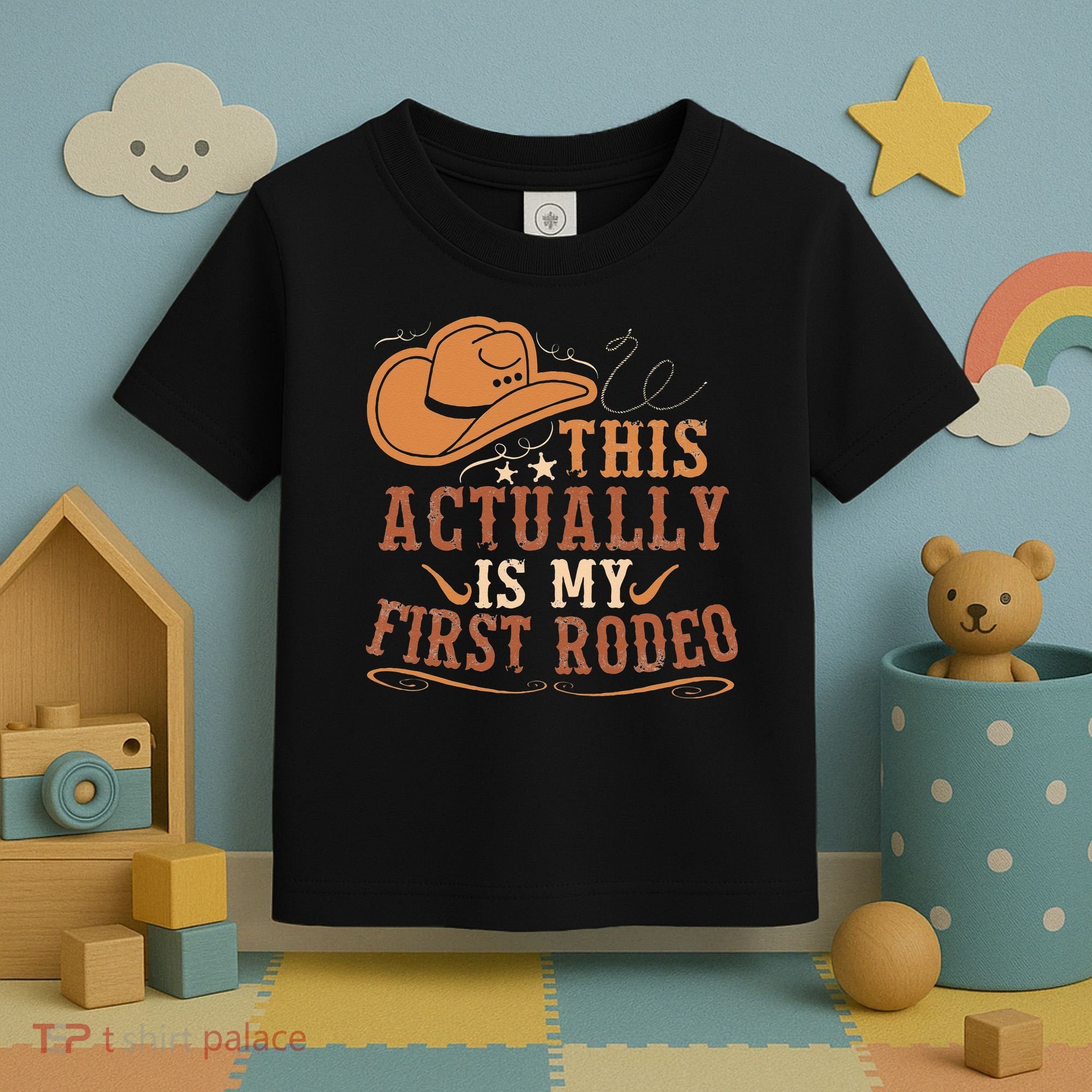 This Actually Is My First Rodeo Cowgirl Bronco Bucking Toddler T-Shirt