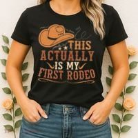 This Actually Is My First Rodeo Cowgirl Bronco Bucking Women's T-Shirt thumb 2