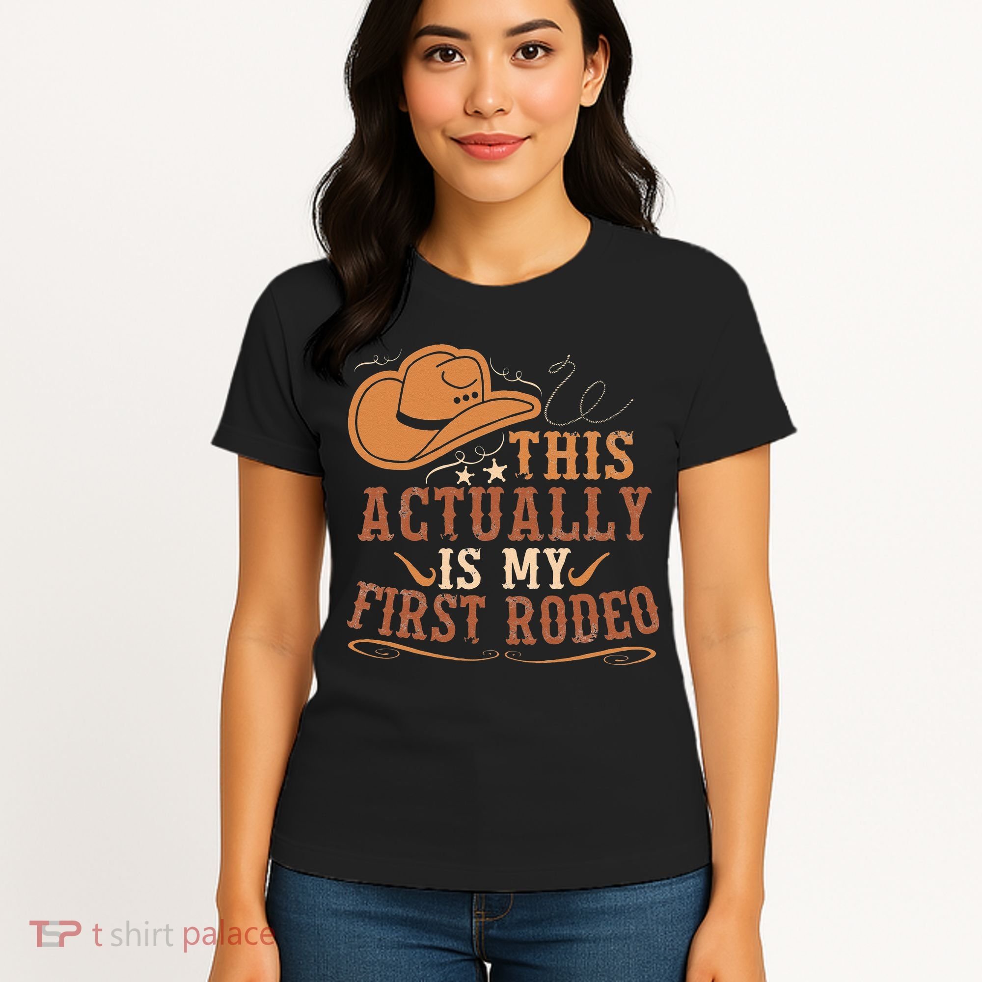 This Actually Is My First Rodeo Cowgirl Bronco Bucking Women's T-Shirt