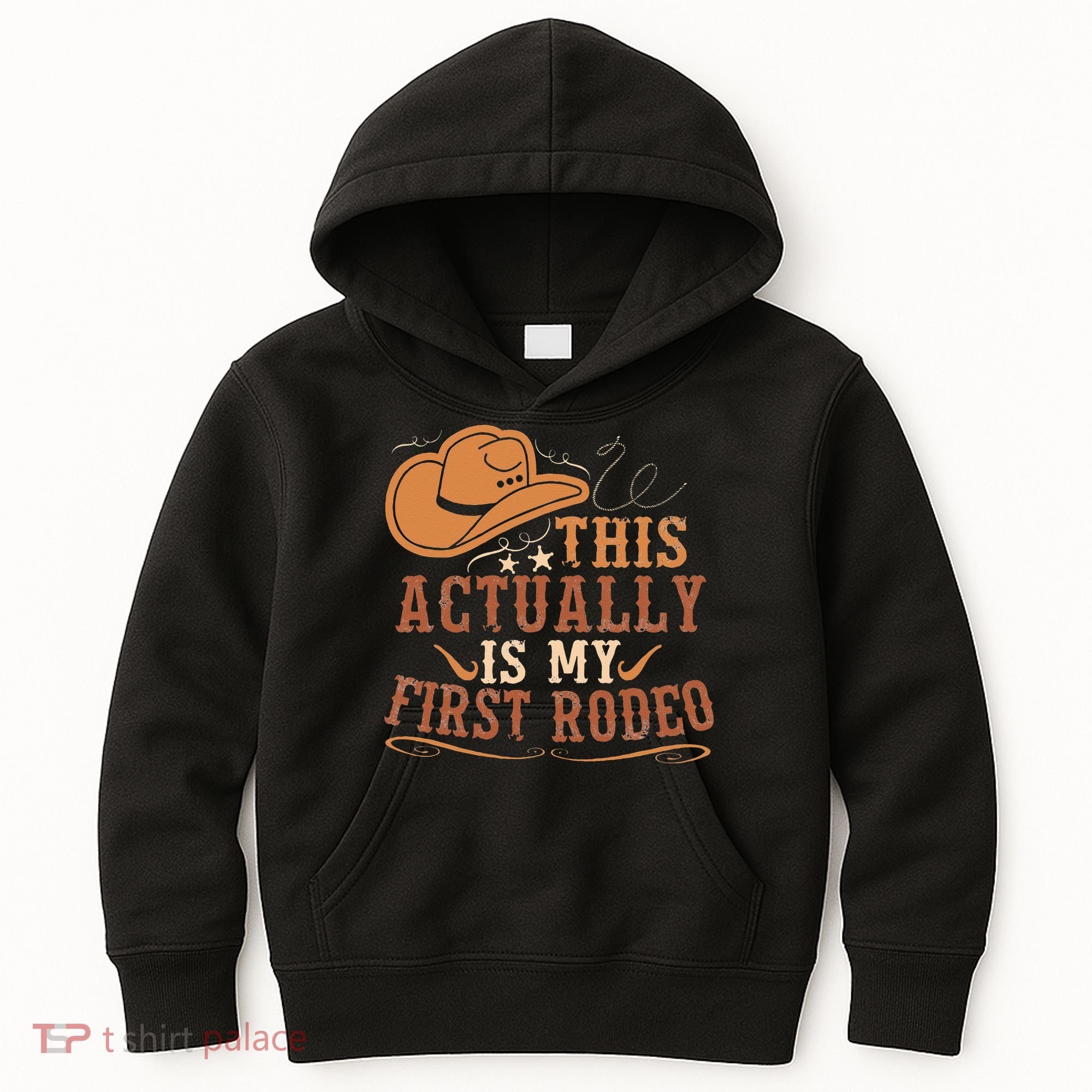 This Actually Is My First Rodeo Cowgirl Bronco Bucking Kids Hoodie