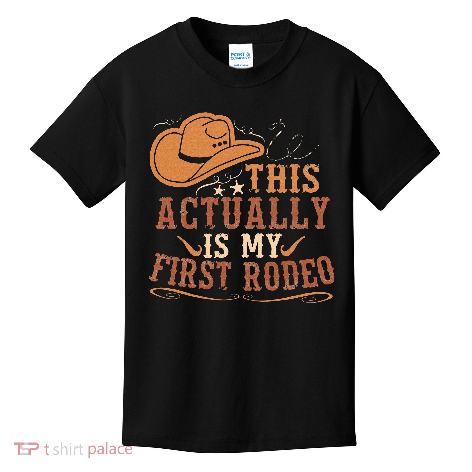 This Actually Is My First Rodeo Cowgirl Bronco Bucking Kids T-Shirt
