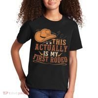 This Actually Is My First Rodeo Cowgirl Bronco Bucking Kids T-Shirt thumb 2
