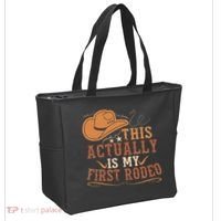 This Actually Is My First Rodeo Cowgirl Bronco Bucking Tote Bag thumb 2