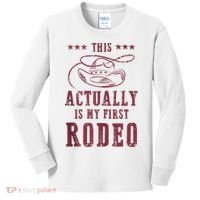 This Actually Is My First Rodeo Cowboy Kids Long Sleeve Shirt thumb 0