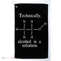Technically Alcohol is a Solution Funny Nerd Beer Chemistry Golf Towel thumb 0