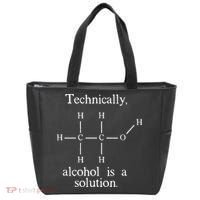 Technically Alcohol is a Solution Funny Nerd Beer Chemistry Tote Bag thumb 0
