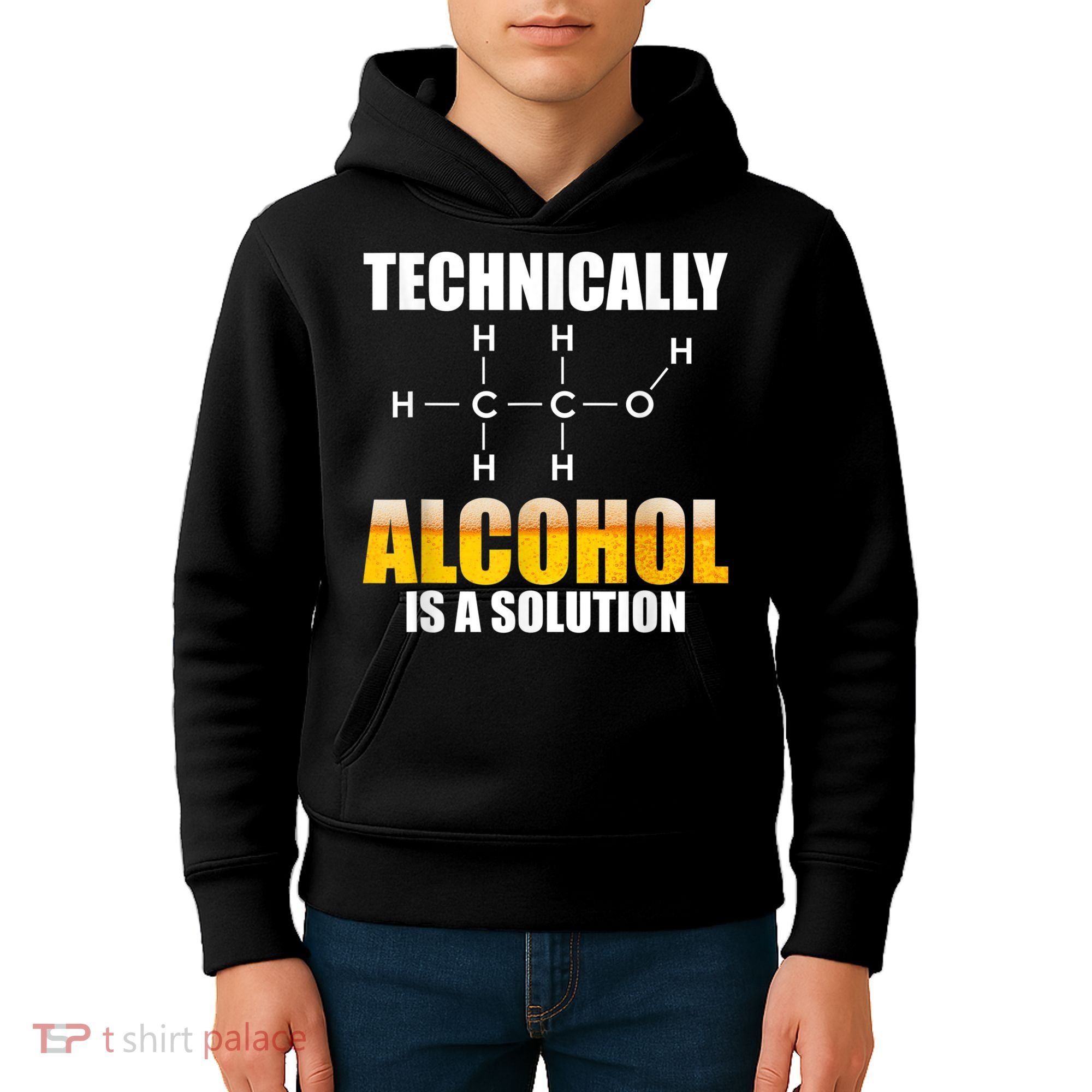 Technically Alcohol Is A Solution Chemical Formula Drinking Kids Hoodie