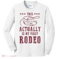 This Actually Is My First Rodeo Cowboy Kids Long Sleeve Shirt thumb 0