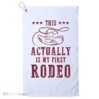 This Actually Is My First Rodeo Cow Golf Towel thumb 0
