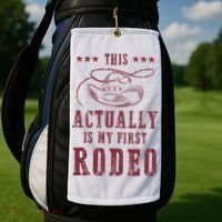 This Actually Is My First Rodeo Cow Golf Towel thumb 2