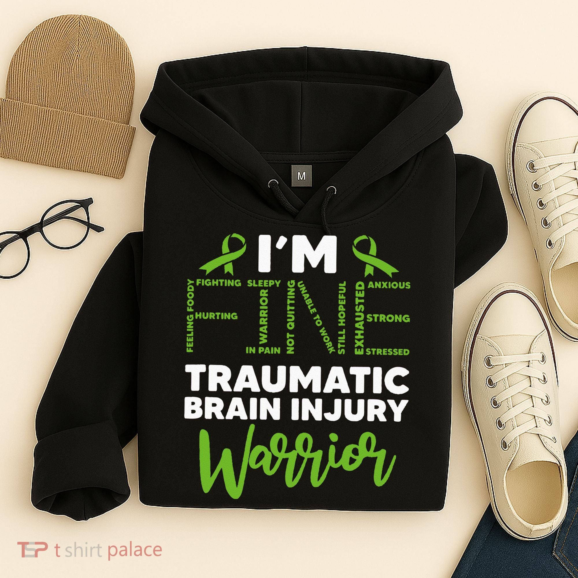 TBI Awareness Im Fine Traumatic Brain Injury Warrior Hoodie