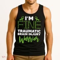 TBI Awareness Im Fine Traumatic Brain Injury Warrior Tank Top thumb 3