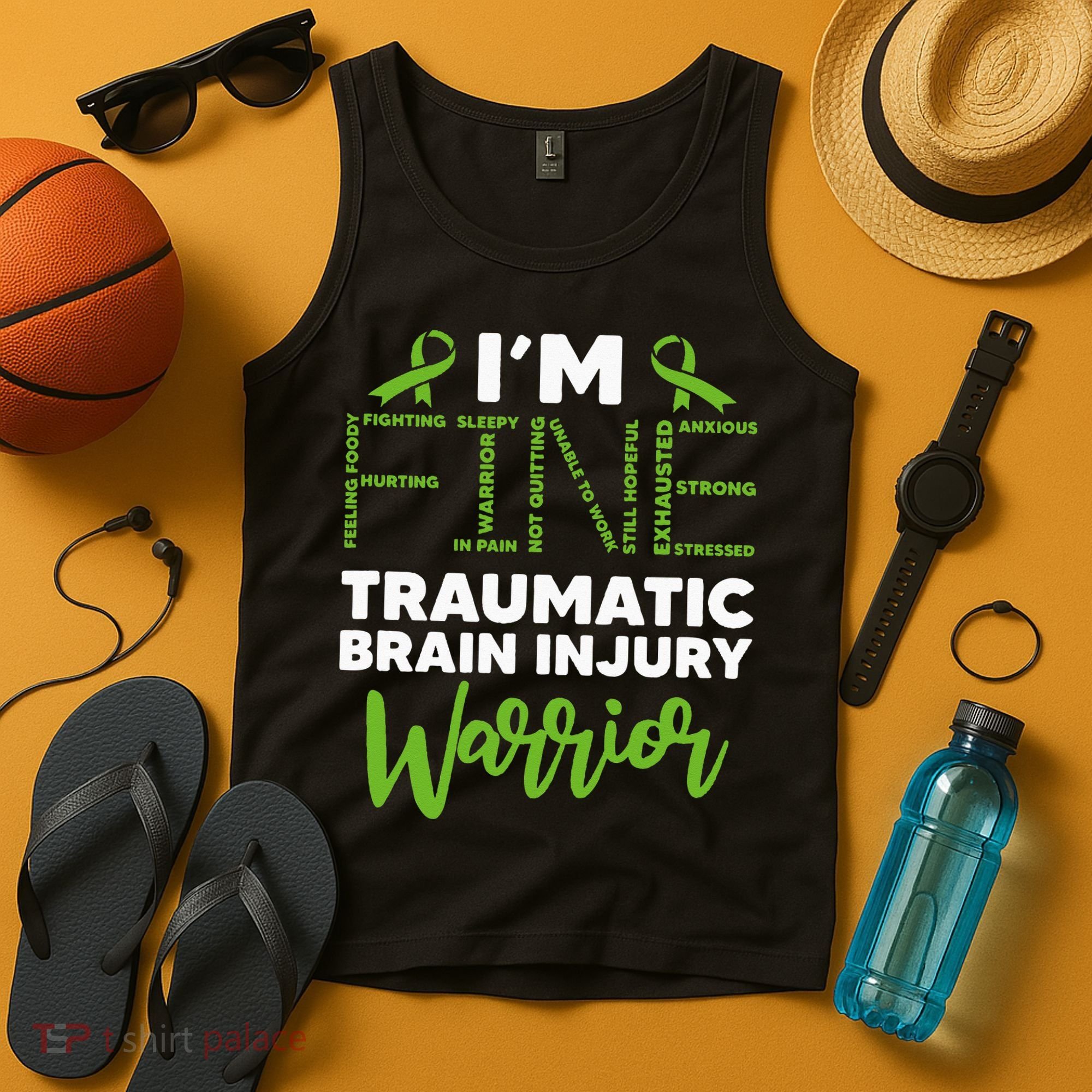 TBI Awareness Im Fine Traumatic Brain Injury Warrior Tank Top