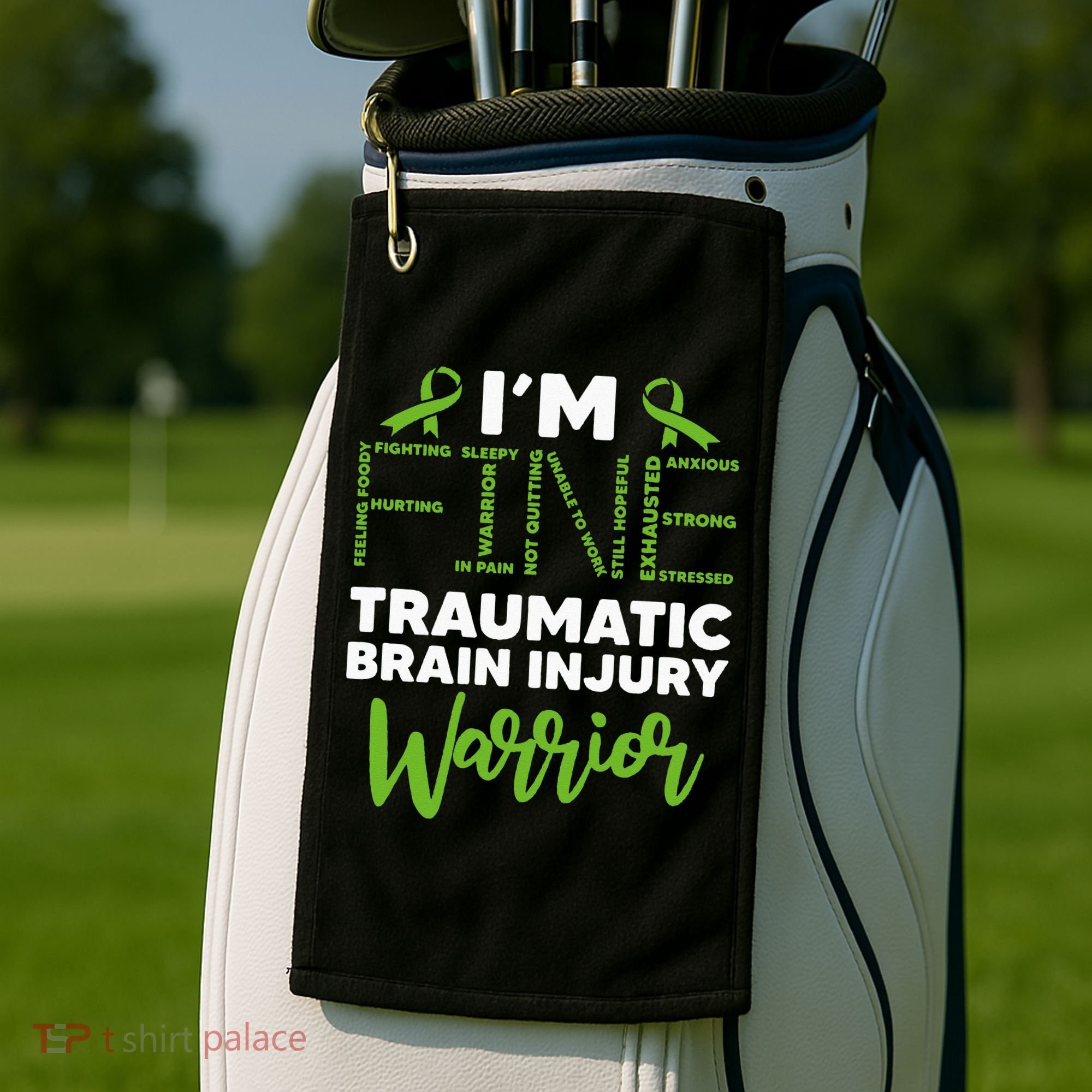 TBI Awareness Im Fine Traumatic Brain Injury Warrior Golf Towel