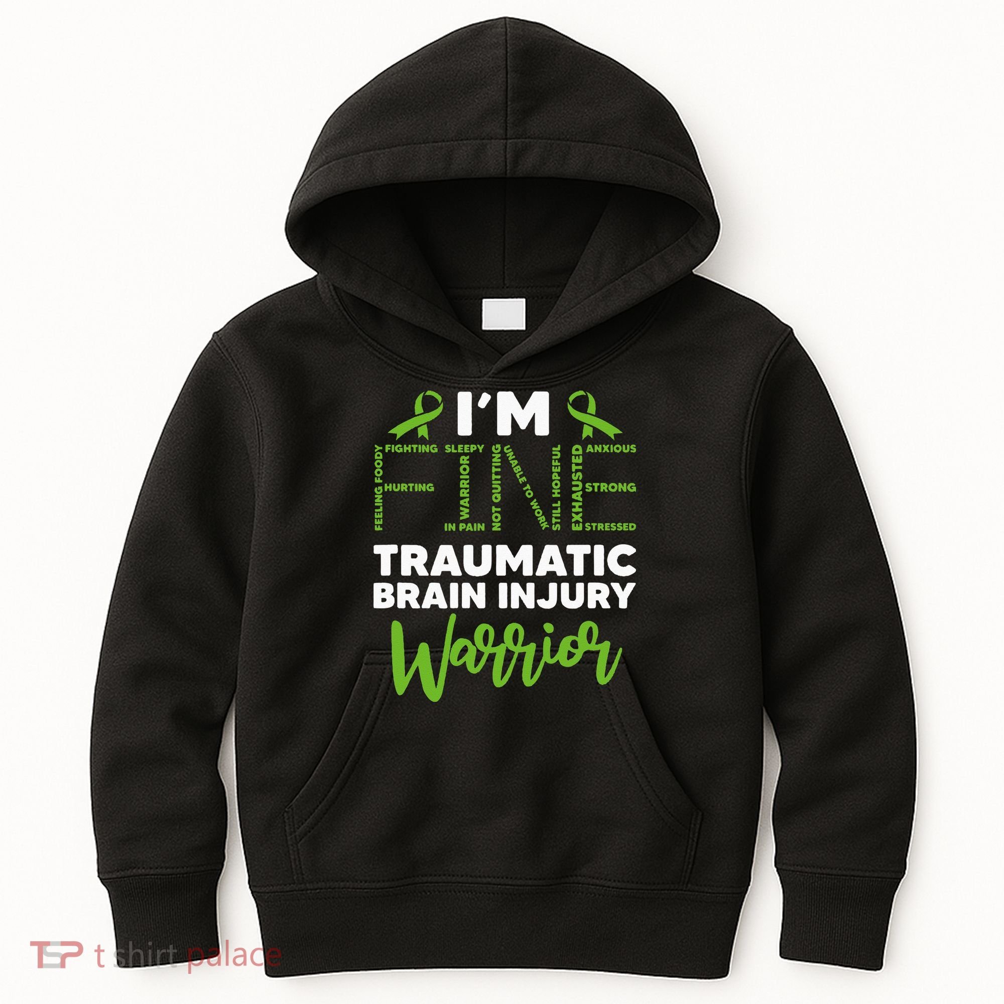 TBI Awareness Im Fine Traumatic Brain Injury Warrior Kids Hoodie