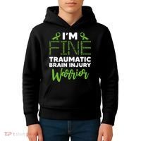 TBI Awareness Im Fine Traumatic Brain Injury Warrior Kids Hoodie thumb 4