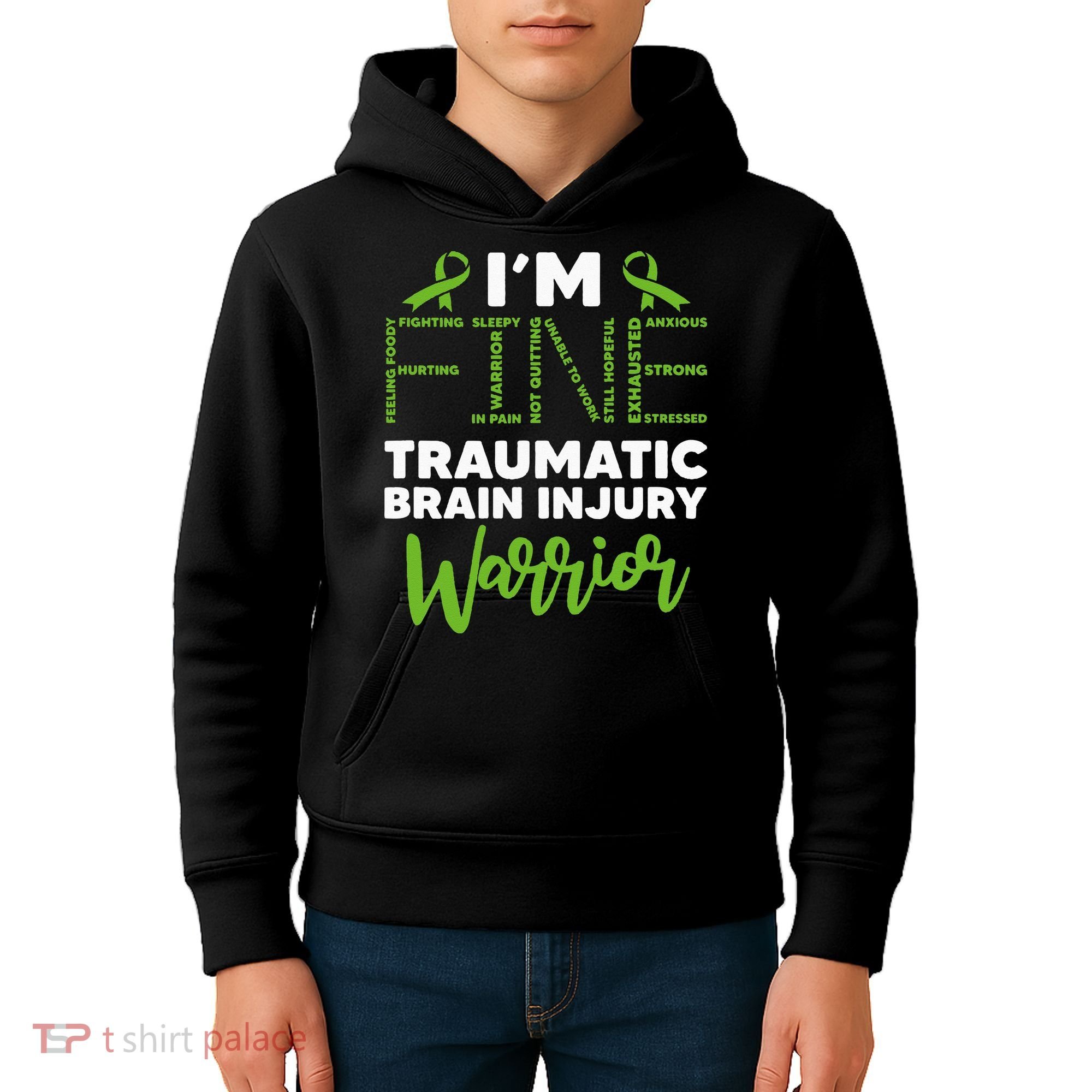TBI Awareness Im Fine Traumatic Brain Injury Warrior Kids Hoodie