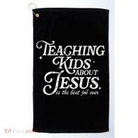 Teaching About Jesus Is The Best Job Ever Christian Golf Towel thumb 0